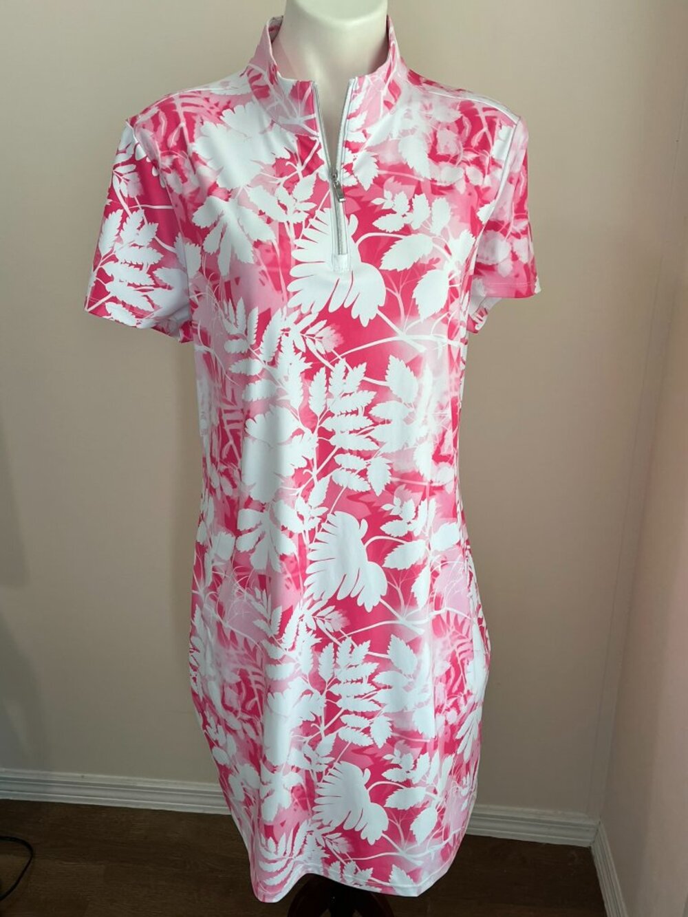 Acegolfs Dress XXL Pink Floral Botanical Energy UPF 50+ Quarter Zip